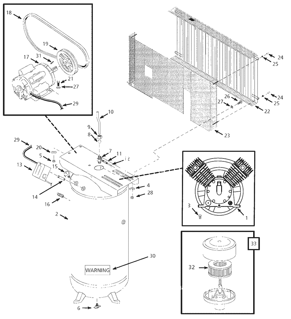 Air-Compressor Parts Diagram and Parts List for CE500000AJ  Campbell Hausfeld Compressor